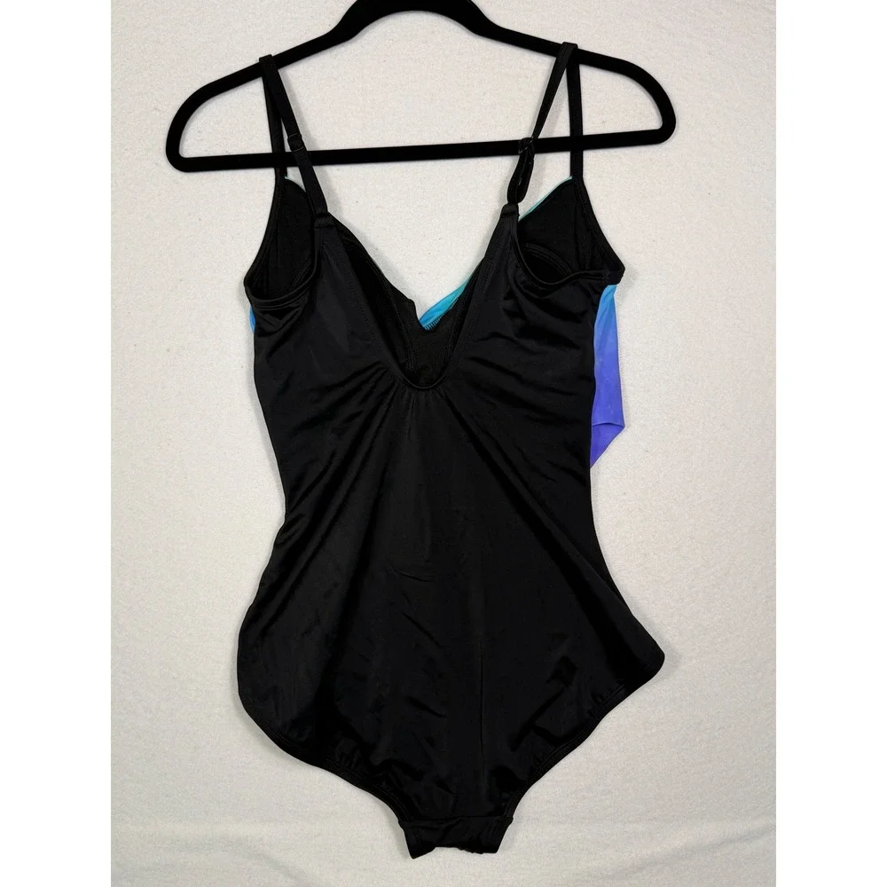 Embrace Your Curves‎ One Piece Swimsuit Womens Medium Blue Purple Ombre Ruched
